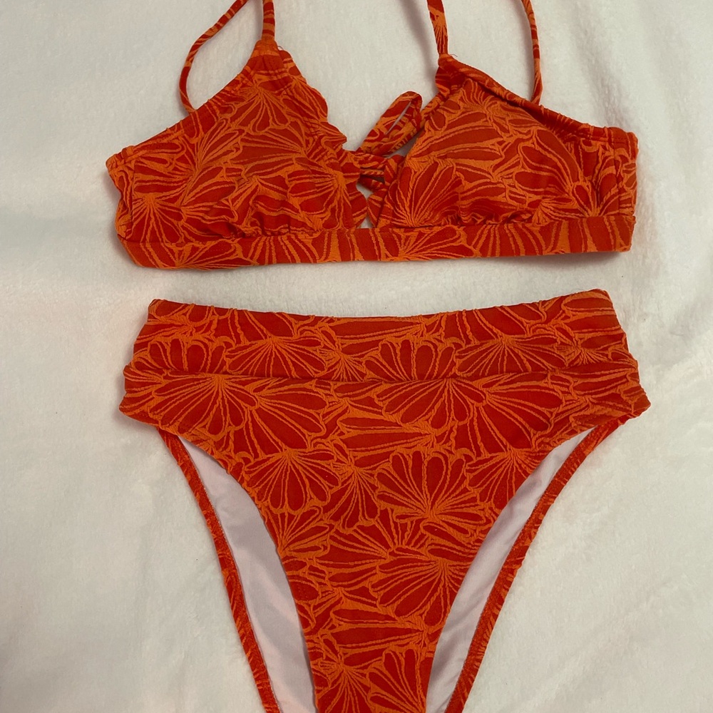 Cupshe Orange Floral Bikini Swimwear
